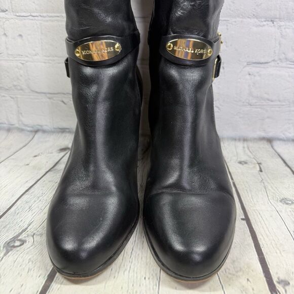 Michael Kors Riding Boots Women Size 11 Black Leather Preppy Heel Equestrian - Picture 9 of 15